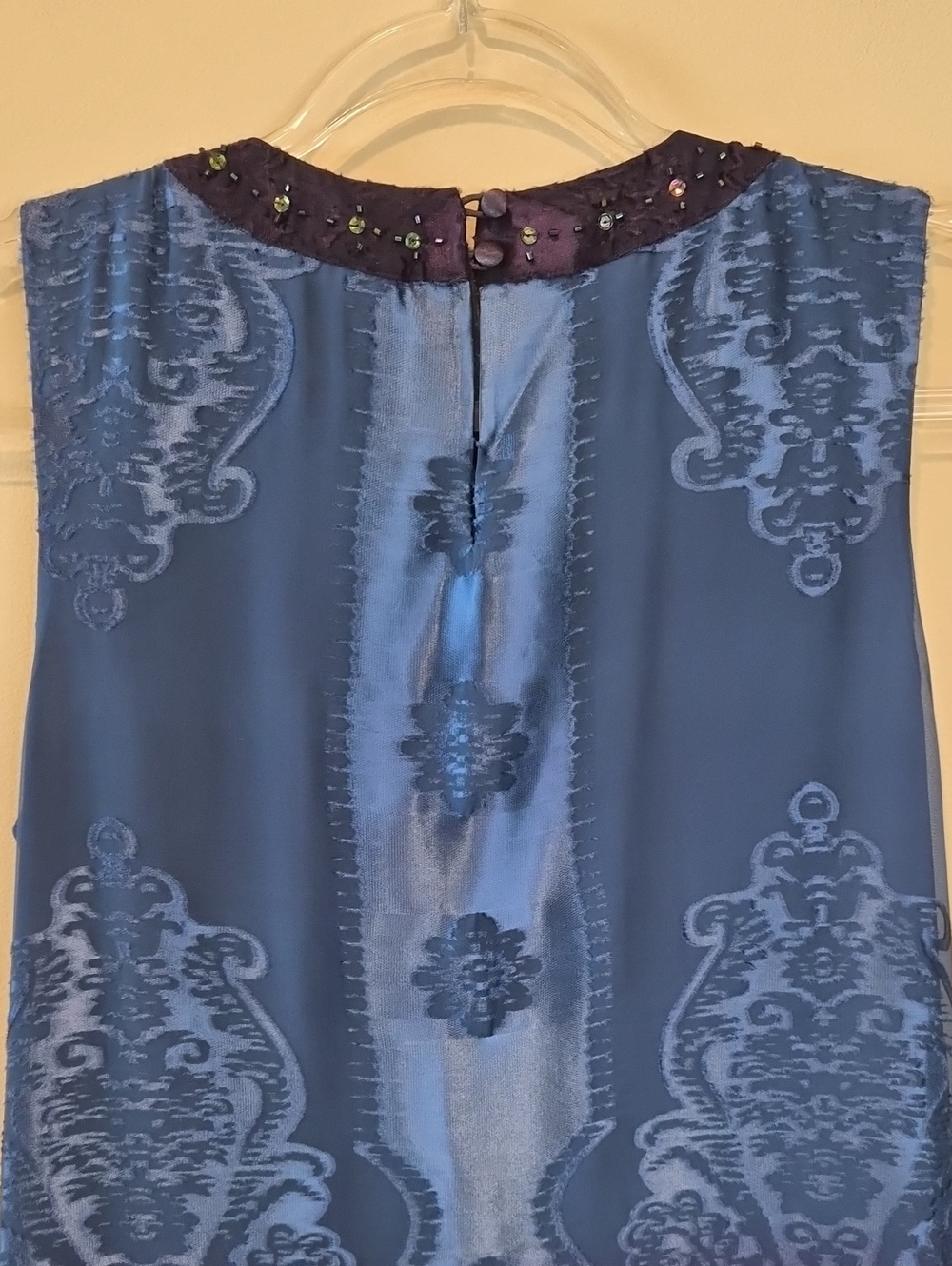 ECI Silk Blended Royal Blue Embellished Mini Dress - Picture 5 of 11